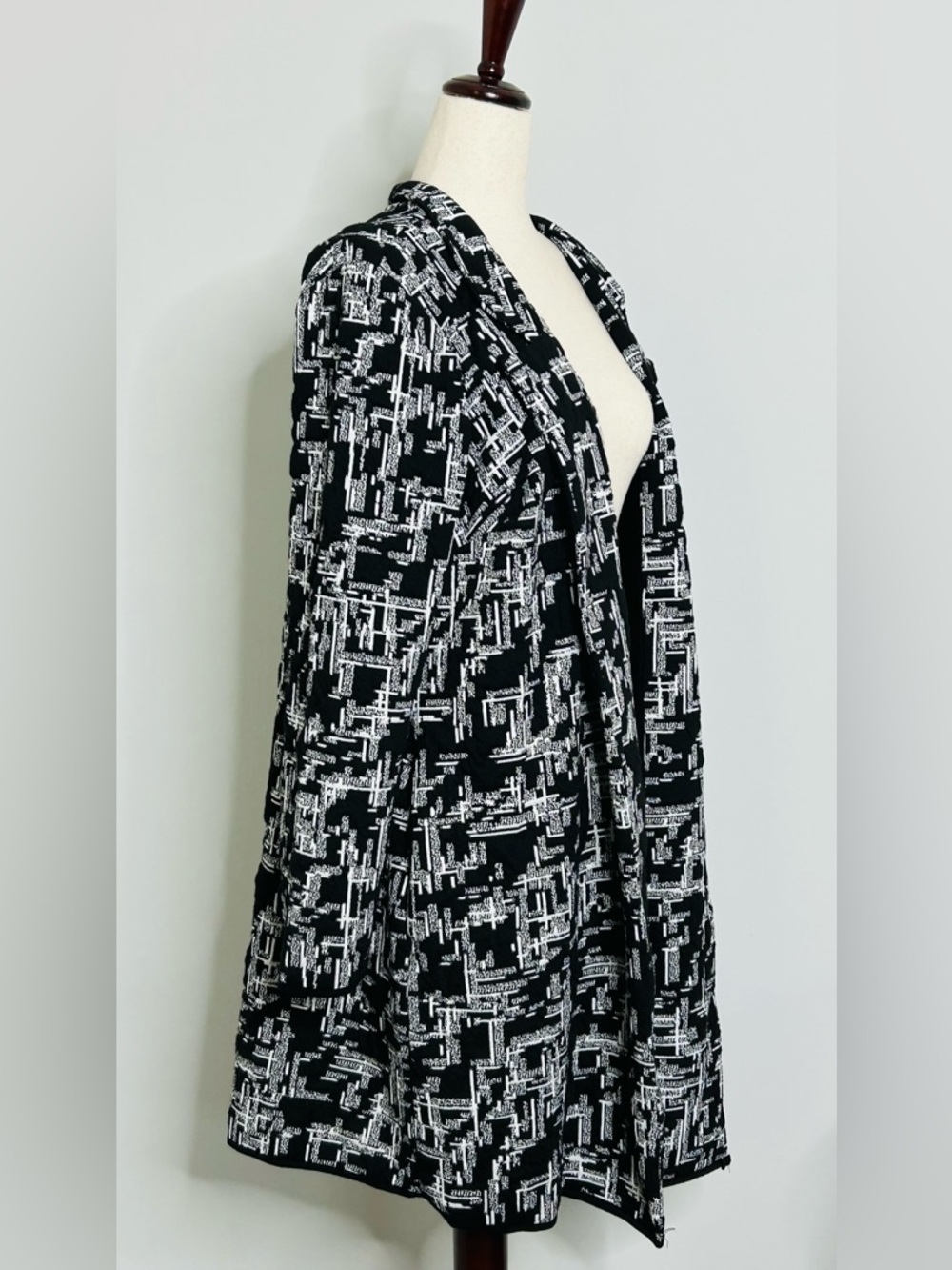 NEW Alfani Plus Black and White Jacquard Open-Front Jacket Cardigan Long Size XL - Picture 7 of 14
